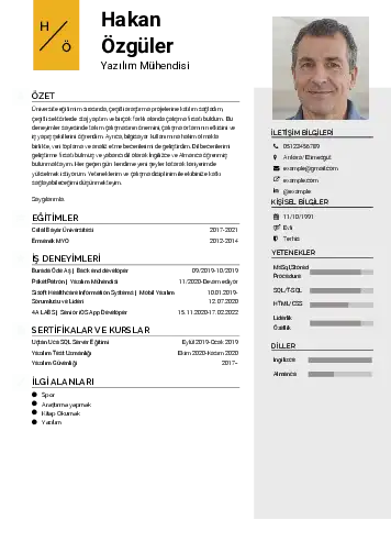 Yazılım Mühendisi Cv Örnekleri cv indir
